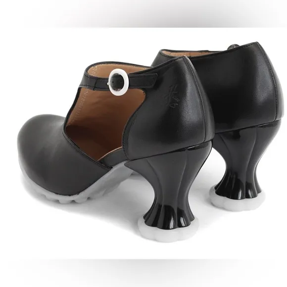 Fluevog NEW W/O BOX Cosmos Opposition black/white sole sexy side-buckled heel -8