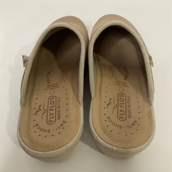Fly Flot Made in Italy Genuine Leather Tan Mules Size 40