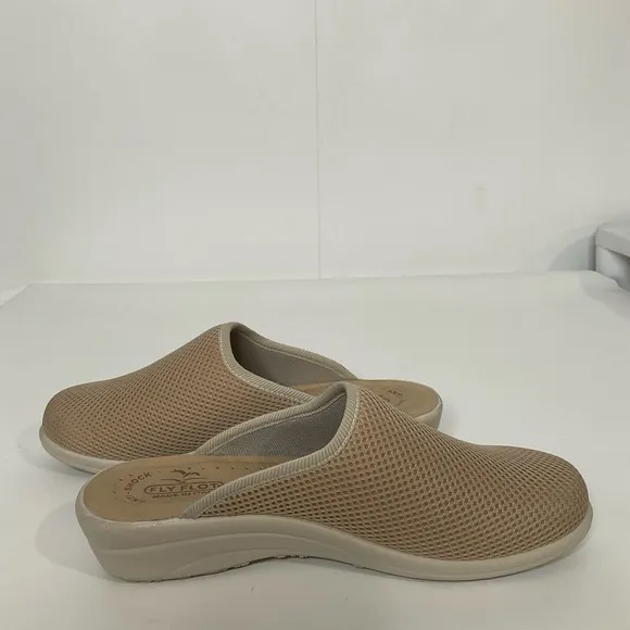 Fly Flot Made in Italy Genuine Leather Tan Mules Size 40