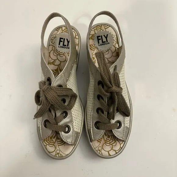 Fly London Yuta Women's Platform Wedge | Open Toe | Lace Up Sandal Size EU 39