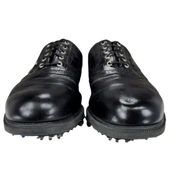 Footjoy Dryjoys Tour Golf Shoes sz 10M Mens Saddle Black Leather Alligator 53726
