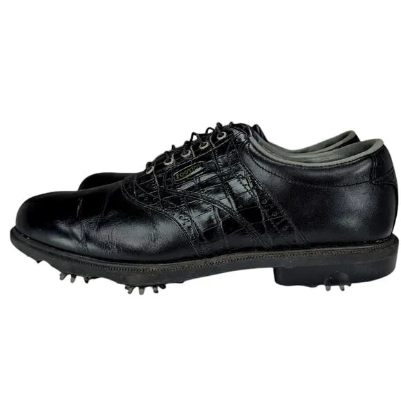 Footjoy Dryjoys Tour Golf Shoes sz 10M Mens Saddle Black Leather Alligator 53726