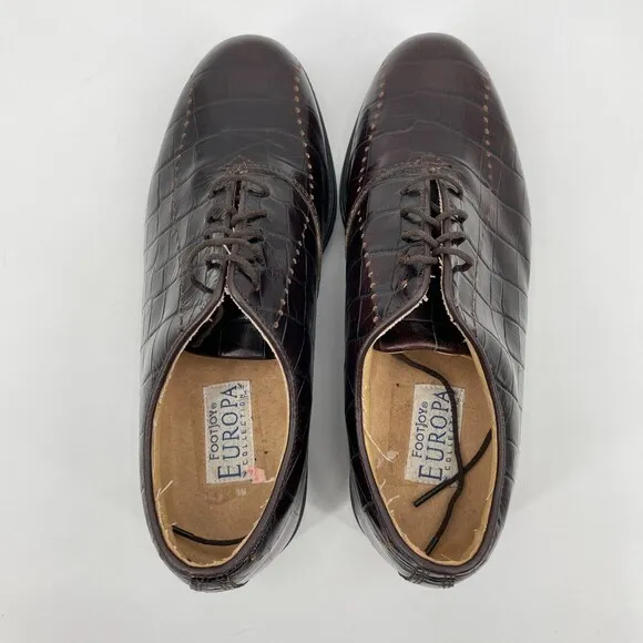 FOOTJOY Europa Collection Brown Alligator Crocodile Skin Leather Golf Shoes Sz 7