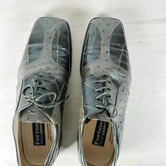 Fortune From Liberty Green Leather Ostrich Croc Upper Lining/Sole Shoes Size 9.5