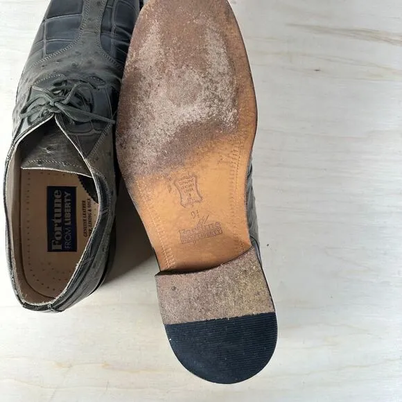Fortune From Liberty Green Leather Ostrich Croc Upper Lining/Sole Shoes Size 9.5