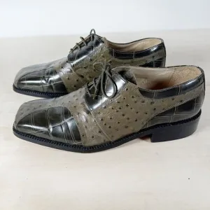 Fortune From Liberty Green Leather Ostrich Croc Upper Lining/Sole Shoes Size 9.5