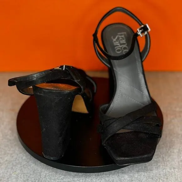 Franco Sarto Damalis Faux Leather Open Toe Block Heels Glitter Size  6
