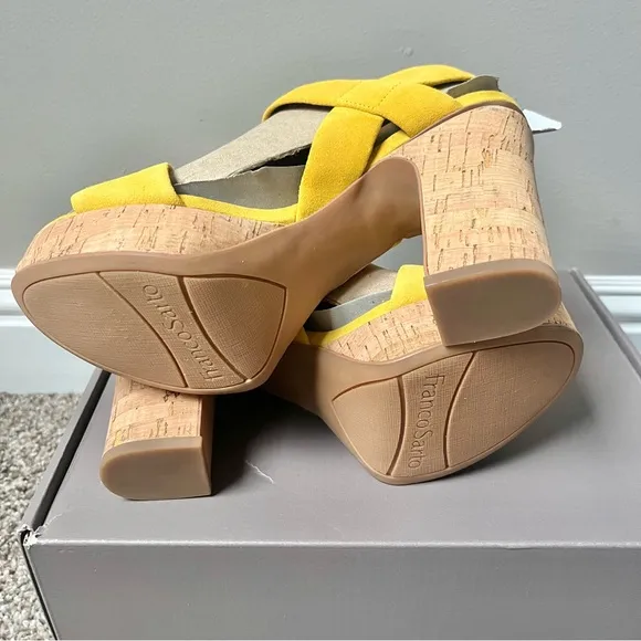 Franco Sarto Scarlett Platform Sandal Women's Size 6.5 Yellow Leather New NIB