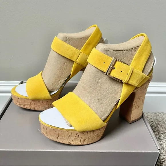 Franco Sarto Scarlett Platform Sandal Women's Size 6.5 Yellow Leather New NIB