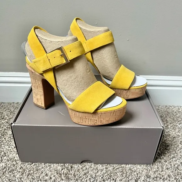 Franco Sarto Scarlett Platform Sandal Women's Size 6.5 Yellow Leather New NIB