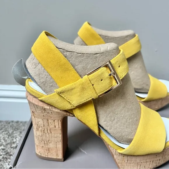 Franco Sarto Scarlett Platform Sandal Women's Size 6.5 Yellow Leather New NIB
