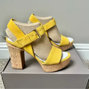 Franco Sarto Scarlett Platform Sandal Women's Size 6.5 Yellow Leather New NIB
