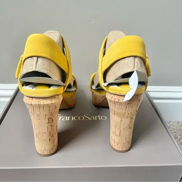 Franco Sarto Scarlett Platform Sandal Women's Size 6.5 Yellow Leather New NIB