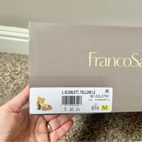 Franco Sarto Scarlett Platform Sandal Women's Size 6.5 Yellow Leather New NIB