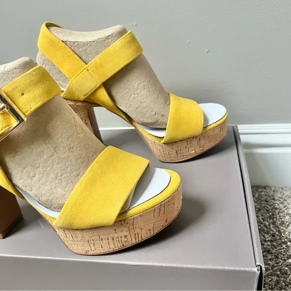 Franco Sarto Scarlett Platform Sandal Women's Size 6.5 Yellow Leather New NIB