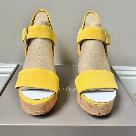 Franco Sarto Scarlett Platform Sandal Women's Size 6.5 Yellow Leather New NIB