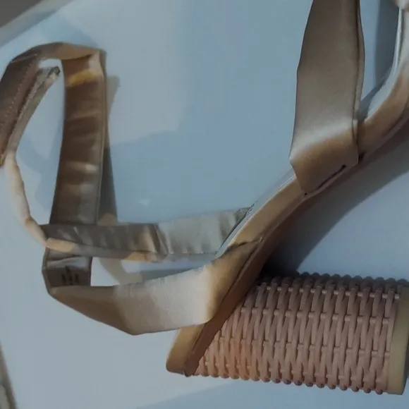 Franco Sarto Shoes Franco Oma Block Heel Dress Sandal (Champagne ) Used Once