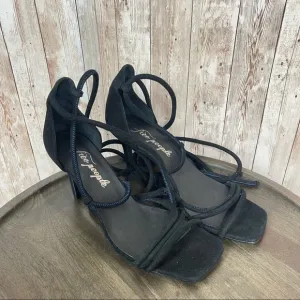 Free People Black Lace Up Suede Heeled Sandal Size EU 41 Women