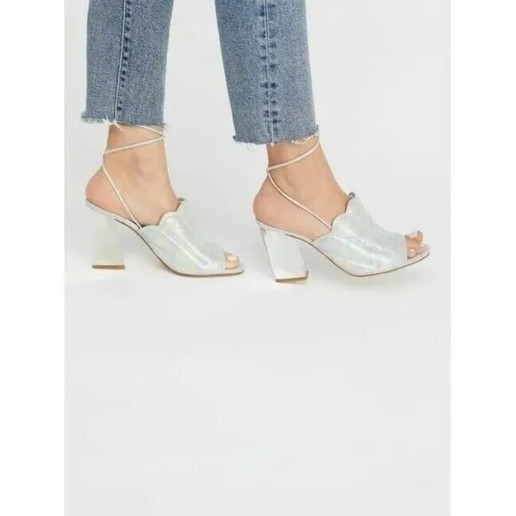 Free People Heel Shoes Metallic Silver Open toe 8 US 3EU New In Box