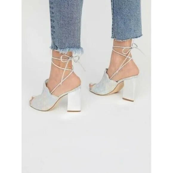 Free People Heel Shoes Metallic Silver Open toe 8 US 3EU New In Box
