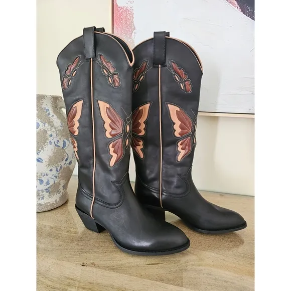 Free People JEFFREY CAMPBELL Mariposa Tall Western Boots Size 8