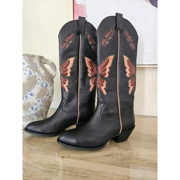 Free People JEFFREY CAMPBELL Mariposa Tall Western Boots Size 8