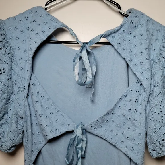 Free People Tie-Back Mini Dress | Eyelet Dress | Spring Dress | Size Large