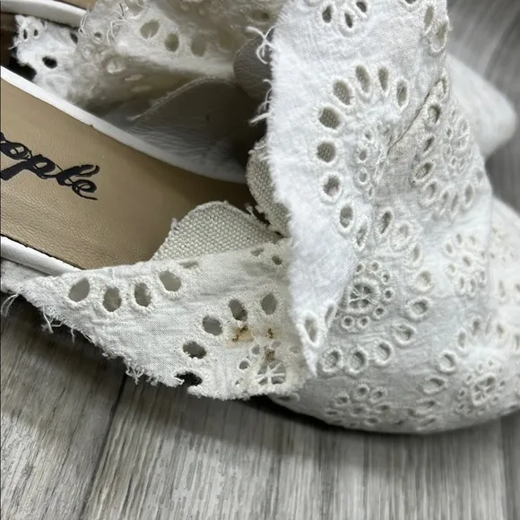 Free People White  Eyelet Slides Mules