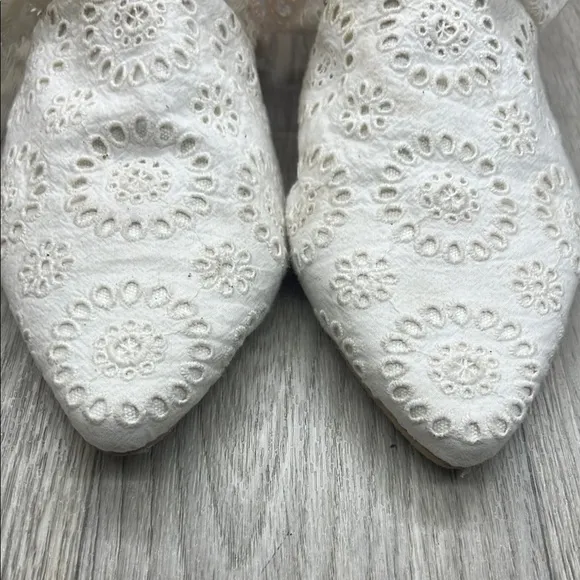 Free People White  Eyelet Slides Mules