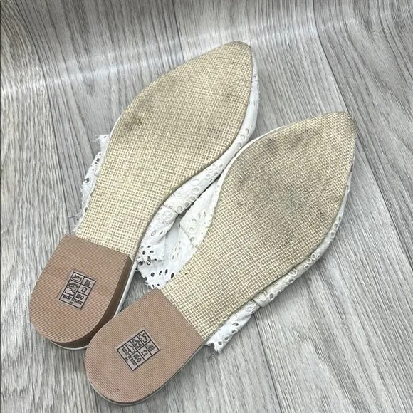 Free People White  Eyelet Slides Mules