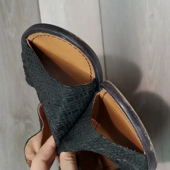 Free People Women Mont Blank Asym Ankle Leather Cut Side Flats shoes sz 39/8.5-9