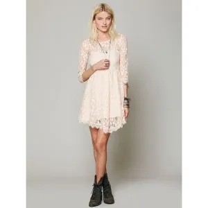 FREE PEOPLE Women's White Lace Fully Lined Adjustable Strap Mini Dress Size 8