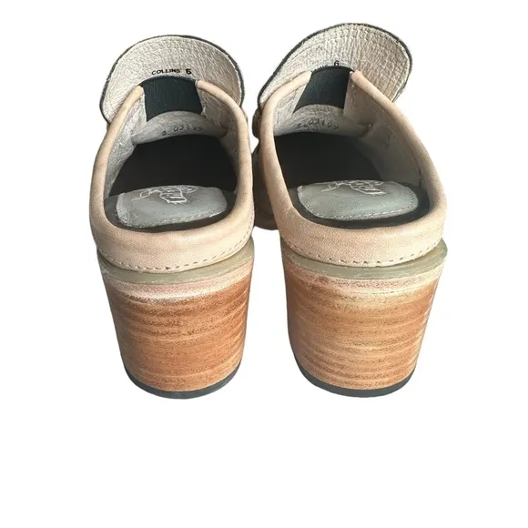 Freebird By Steve Collins All Leather Green Snake Skin Print Clog Mules