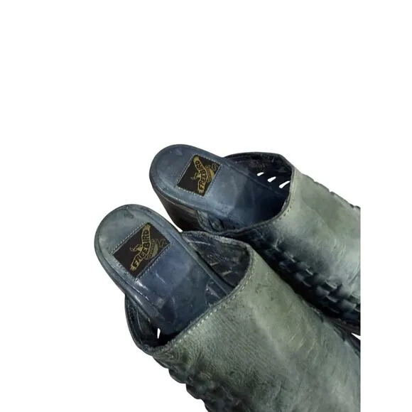 Freebird By Steven Sofia Mule Blue 8 Womens Booties Leather Western Boho