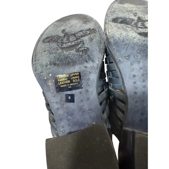 Freebird By Steven Sofia Mule Blue 8 Womens Booties Leather Western Boho