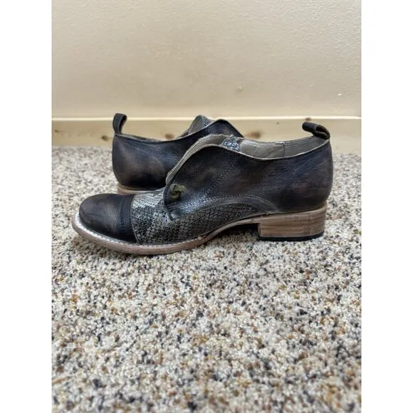 Freebird Mabel Shoes Oxford Multi Leather Brown/Black Grey Snake size 10