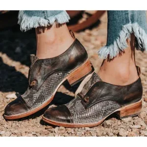 Freebird Mabel Shoes Oxford Multi Leather Brown/Black Grey Snake size 10