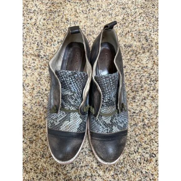 Freebird Mabel Shoes Oxford Multi Leather Brown/Black Grey Snake size 10