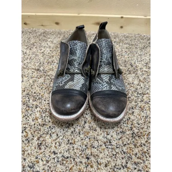 Freebird Mabel Shoes Oxford Multi Leather Brown/Black Grey Snake size 10