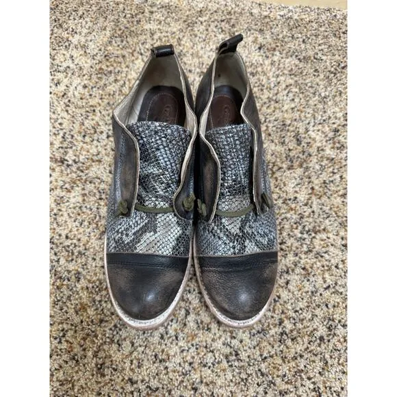Freebird Mabel Shoes Oxford Multi Leather Brown/Black Grey Snake size 10