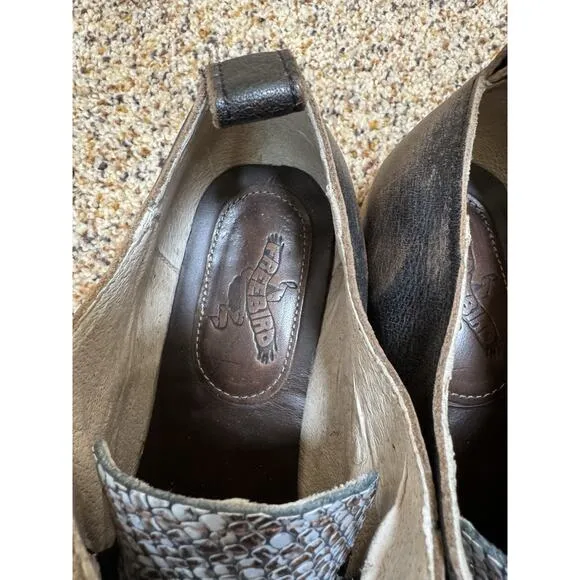 Freebird Mabel Shoes Oxford Multi Leather Brown/Black Grey Snake size 10