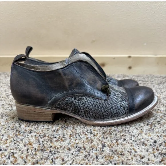 Freebird Mabel Shoes Oxford Multi Leather Brown/Black Grey Snake size 10