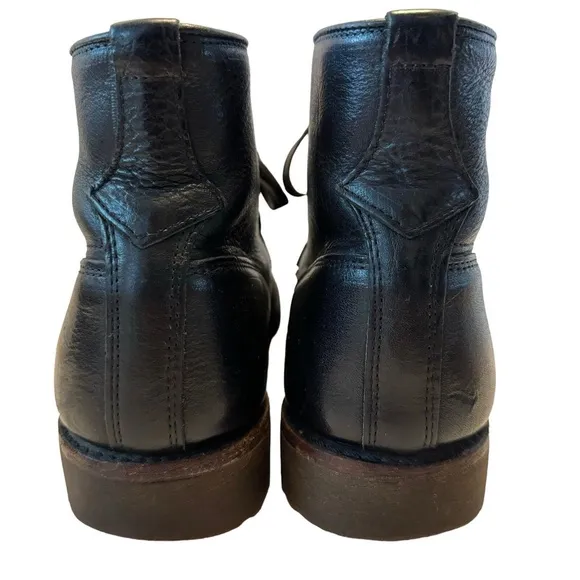 Frye Boots Men’s Size 10.5 Black Leather Made In USA Lace Up Apron Toe Shoes
