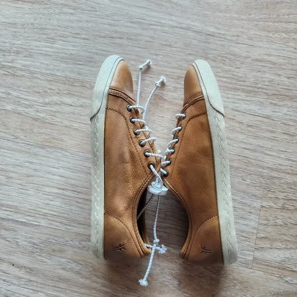 FRYE Chambers Tan Leather Low Top Lace-Up Shoes Sneakers Boy's Size 4