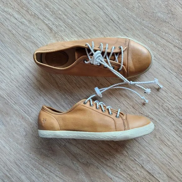 FRYE Chambers Tan Leather Low Top Lace-Up Shoes Sneakers Boy's Size 4