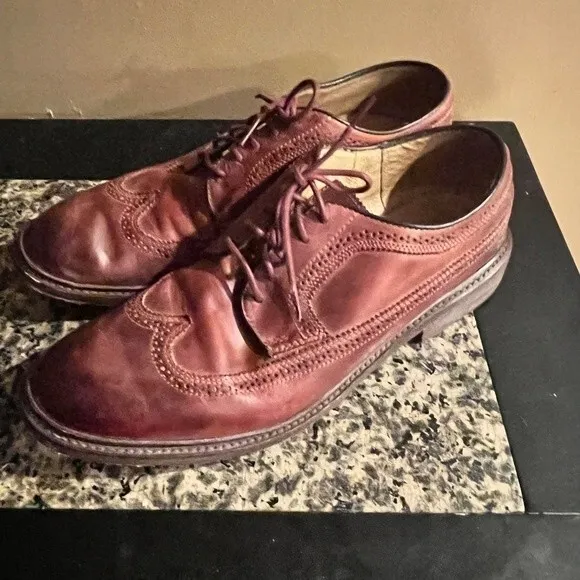 Frye James Wingtip Oxford Shoes Size 11.5 D Brown Distressed Leather 84625