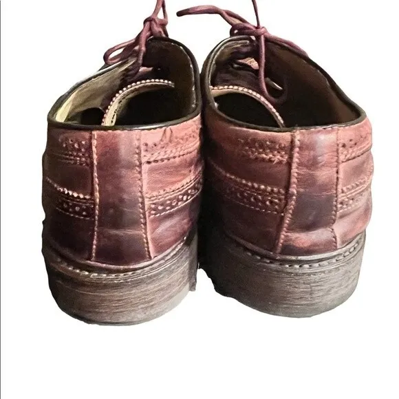 Frye James Wingtip Oxford Shoes Size 11.5 D Brown Distressed Leather 84625