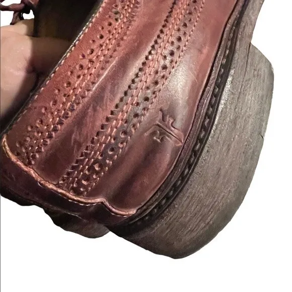 Frye James Wingtip Oxford Shoes Size 11.5 D Brown Distressed Leather 84625