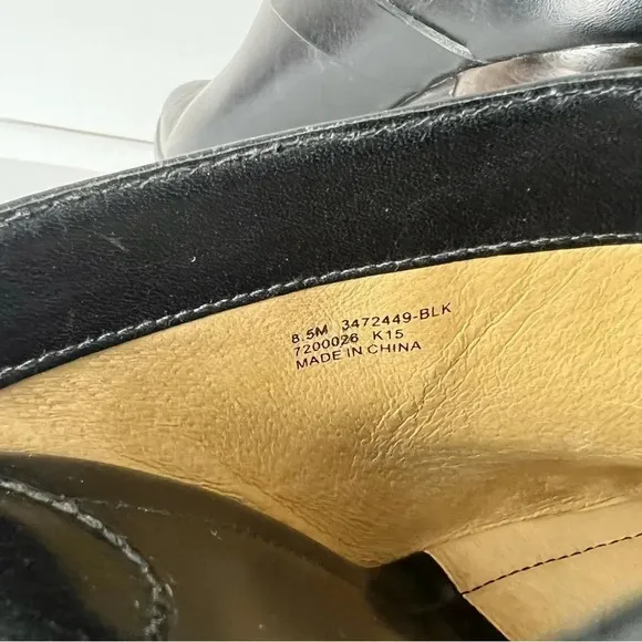FRYE Laurie Harness Black Leather High Heel Mules Size 8.5