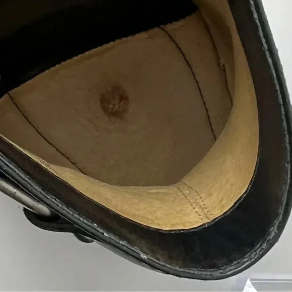 FRYE Laurie Harness Black Leather High Heel Mules Size 8.5
